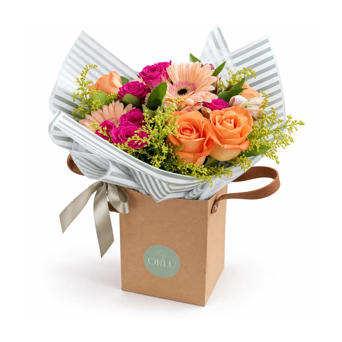 Mini buquê na caixa kraft